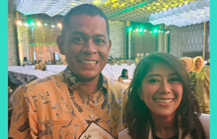 M Fajar Rillah Vesky saat bertemu Menkomdigi Meutya Hafid di acara Upgrading Nasional Legislator Partai Golkar di Jakarta.