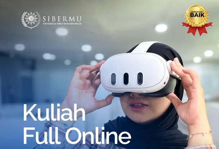 Ilustrasi kuliah full online berbasis Virtual Reality yang diterapkan kampus SiberMu.