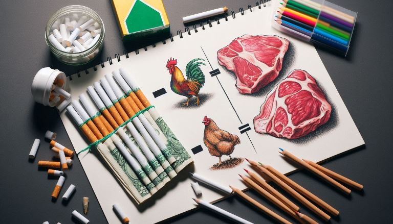 ilustrasi belanja rokok dengan protein hewani.