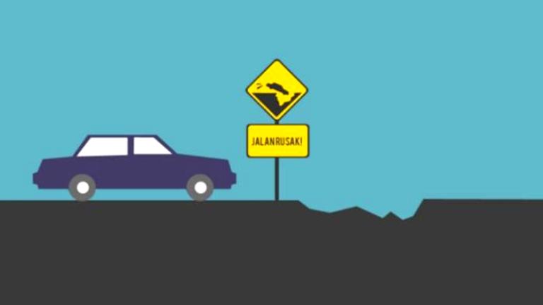 Ilustrasi jalan rusak. (Jawapos)