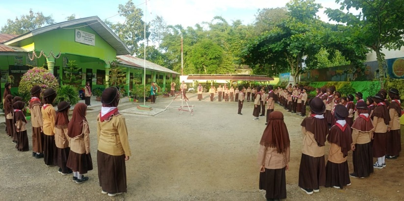 KOMPAK: Suasana pelaksanaan Perjusami di UPTD SD Negeri 01 Sungaikamuyang.(TIM LAMAN GURU)