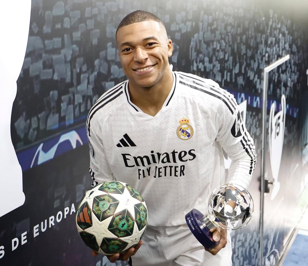 Kylian Mbappe mencetak hattrick dan dinobatkan sebagai Pemain Terbaik dalam pertandingan Liga Champions antara Real Madrid vs Manchester City 3-1 di Santiago Bernabeu.(Foto: Instagram @k.mbappe)