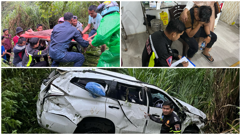 Mitsubishi Pajero Sport nopol B 777 GRD terperosok ke dalam jurang sedalam 35 meter di jalur Solok-Padang, di Jorong Linjuang Koto Tinggi, Nagari Koto Gaek Guguak.