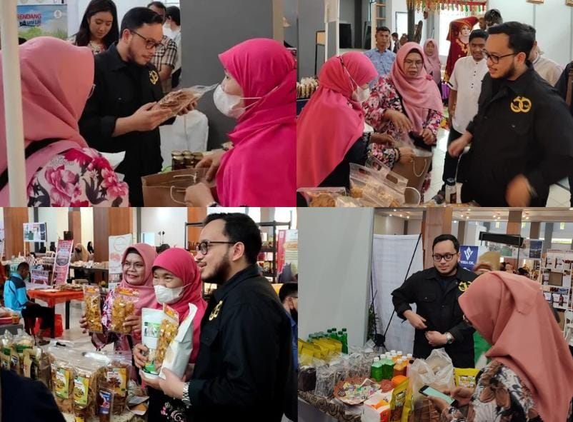 Mantan Ketua BPD Hipmi Sumbar Brian Putra Bastara bersama para pedagang dan pelaku UMKM.