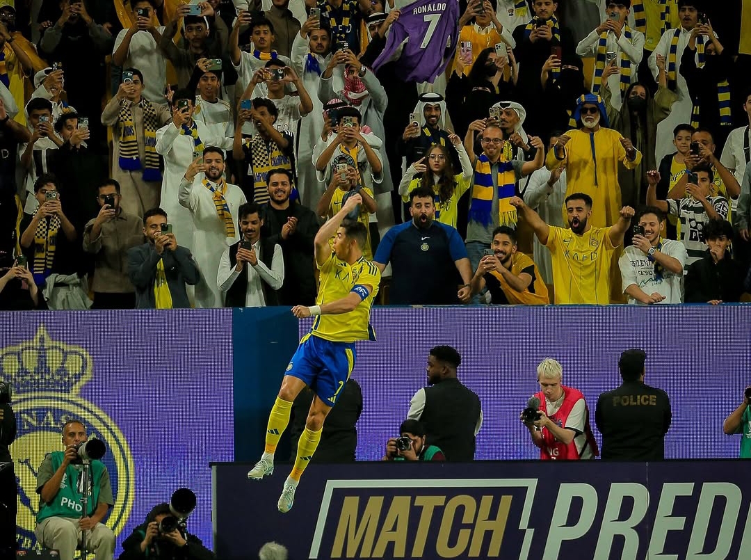 Cristiano Ronaldo mencetak gol saat Al Nassr lolos ke perempat final Liga Champions Asia setelah mengalahkan Esteghlal FC 3-0. (Foto: Instagram @alnassr)