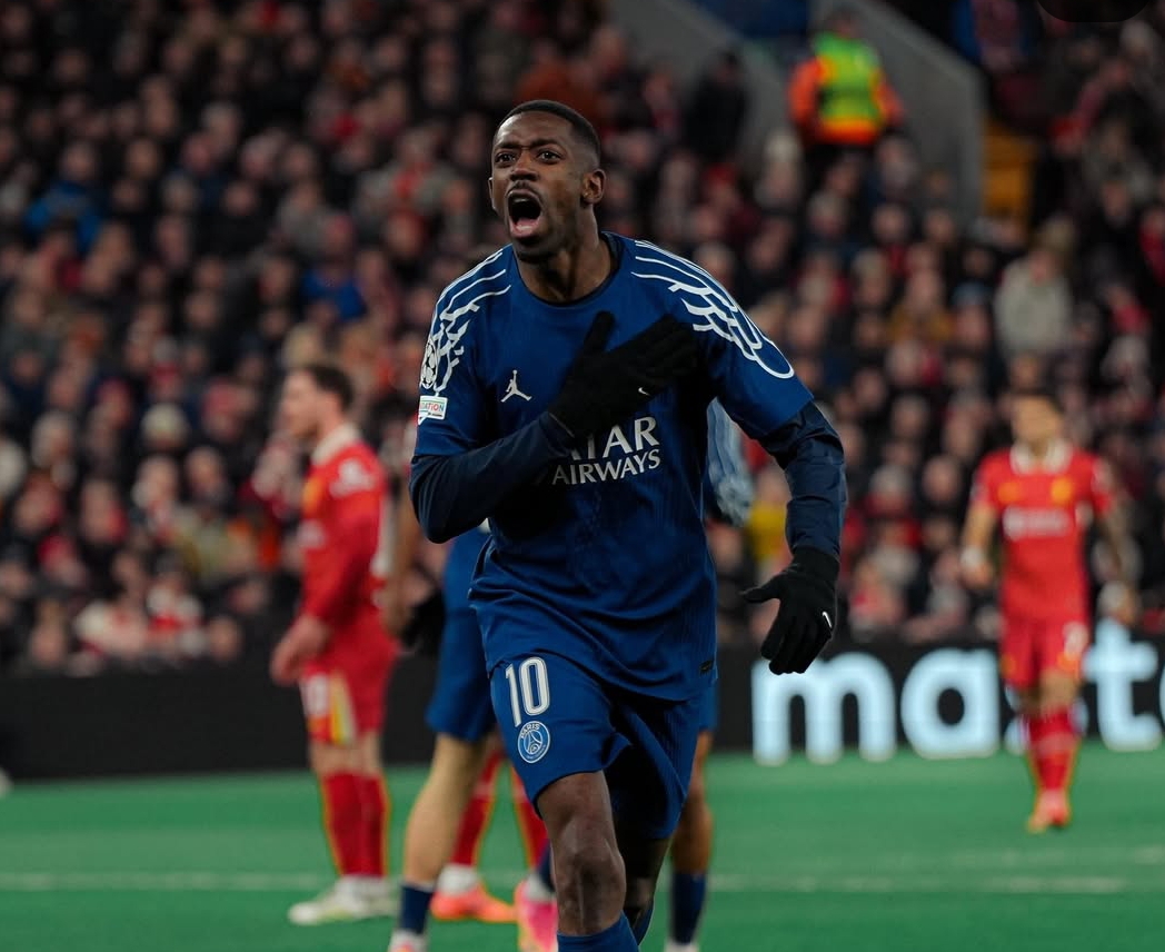 Gol Ousmane Dembele di menit ke-12 membuat agregat sementara Liverpool vs PSG menjadi 1-1. (Foto: Instagram @psg)