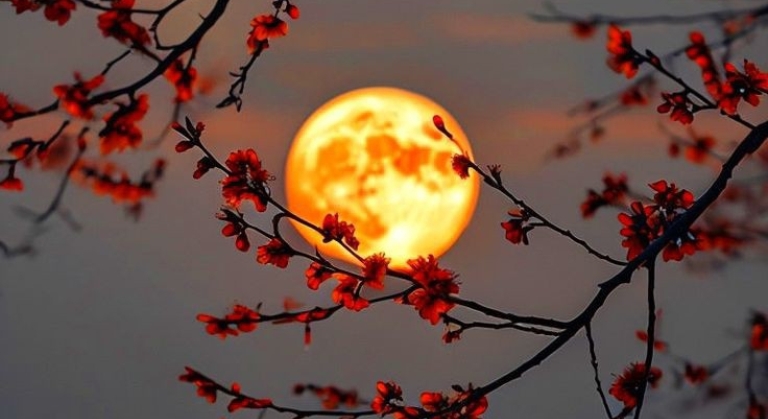 Ilustrasi purnama bulan merah   (foto:pinterest/marietta)