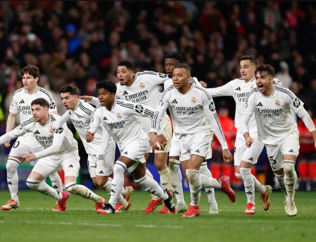 Real Madrid memastikan tempat di perempat final Liga Champions setelah menang 4-2 adu penalti melawan Atletico Madrid, Kamis (13/3) dini hari WIB. (Foto: UEFA)