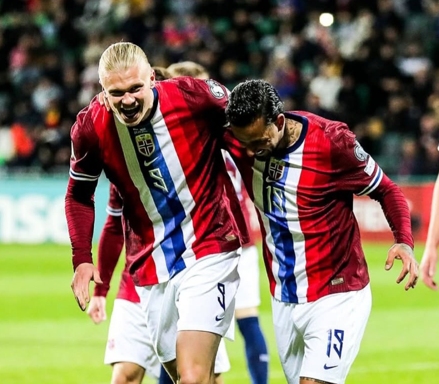 Erling Haaland mencetak gol kedua dalam kemenangan Norwegia vs Moldova 5-0 di Kualifikasi Piala Dunia 2026.(Foto: Instagram @brfootball via @erling)