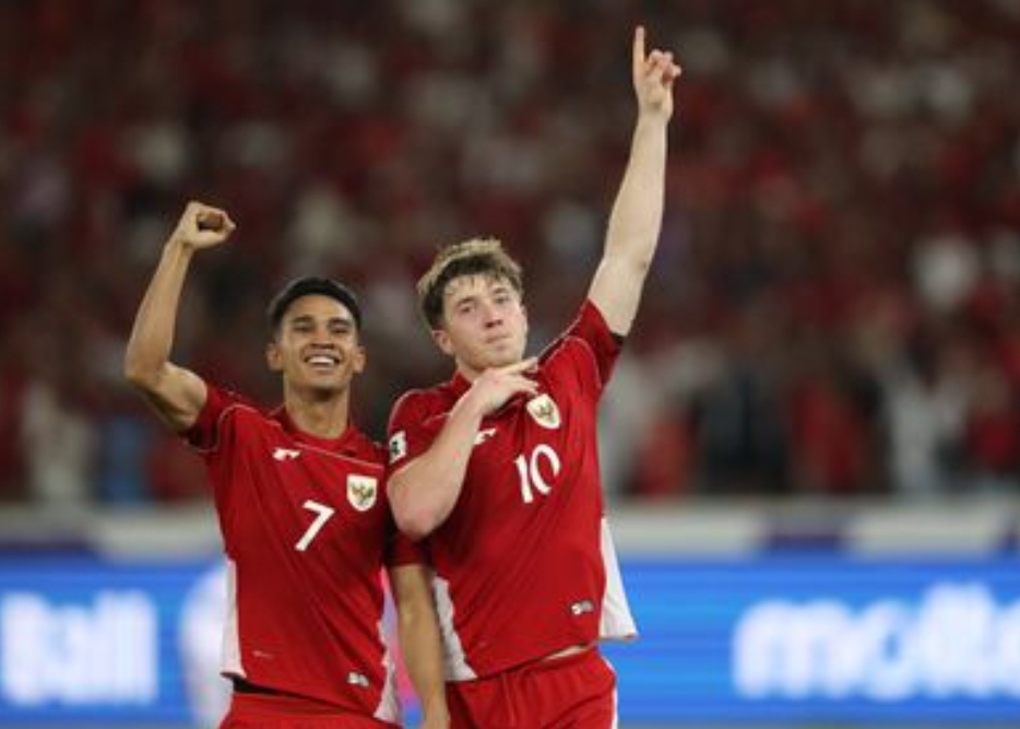 Ole Romeny dan Marselino Ferdinan penentu kemenangan Timnas Indonesia 1-0 atas Bahrain di Kualifikasi Piala Dunia 2026 zona Asia, Selasa (25/3). (Foto: AFC)