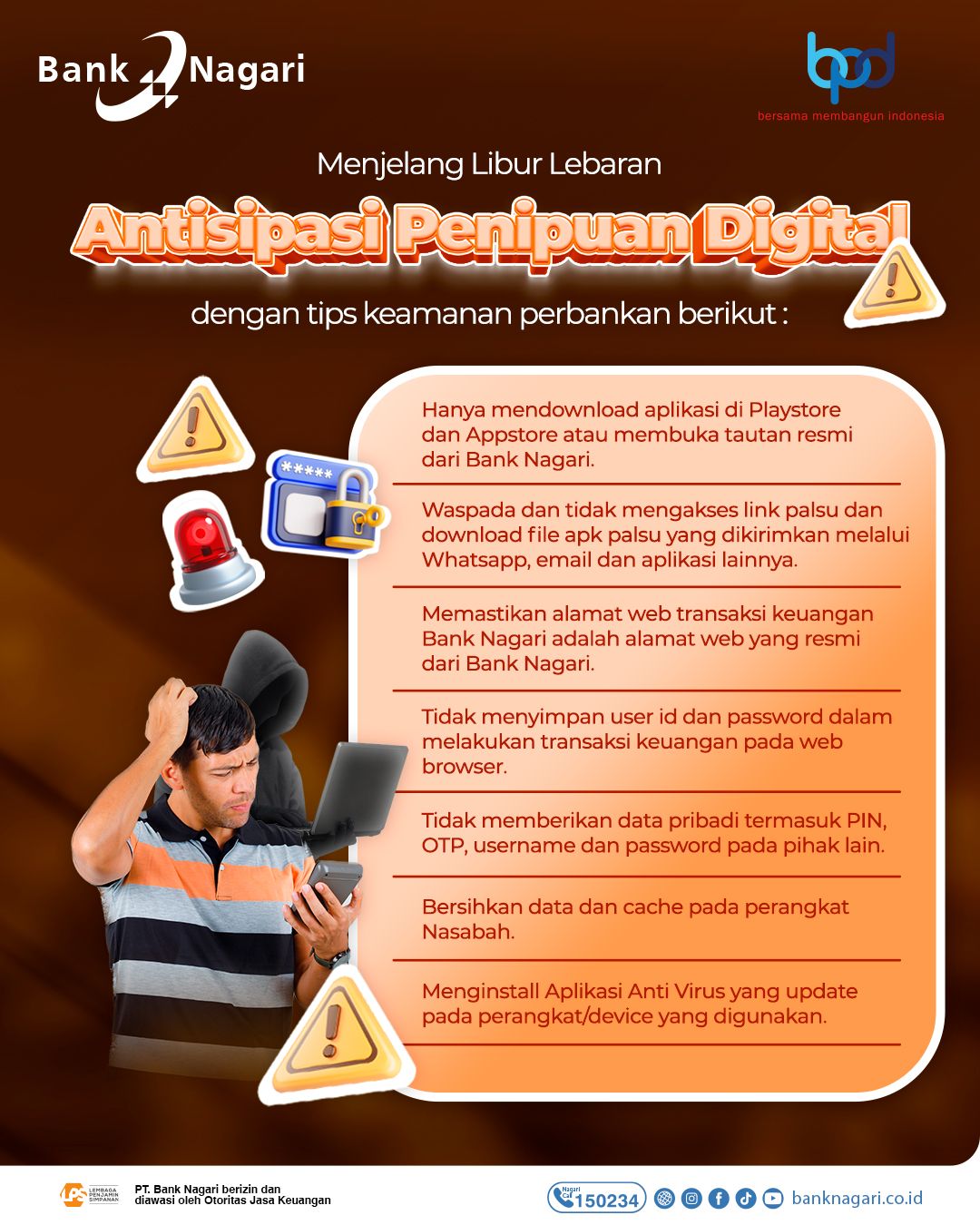 Imbauan keamanan transaksi dari Bank Nagari. (Gambar: Humas)