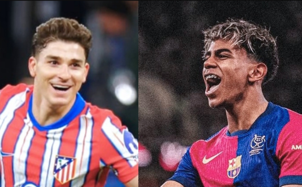 Julian Alvarez dan Lamine Yamal bakal berhadapan dalam laga Atletico Madrid vs Barcelona di semifinal Copa Del Rey. (Foto: @julianalvarez & @lamineyamal)
