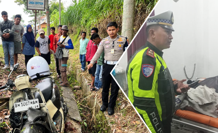 Laka tunggal di Jalan Cupak Solok Sabtu (5/4/2025) tewaskan 2 pengendara motor. Diduga hilang kendali saat arus balik. (Satlantas Polres Solok)