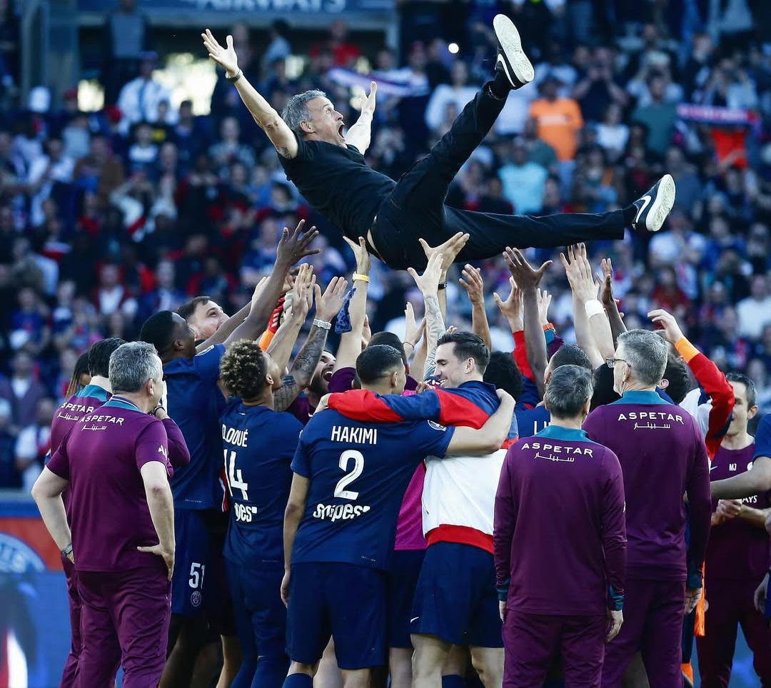 Kemenangan ini sekaligus memastikan gelar ke-13 PSG dalam sejarah Ligue 1. Rekor baru dalam sepak bola Prancis. (Foto: Instagram @psg)
