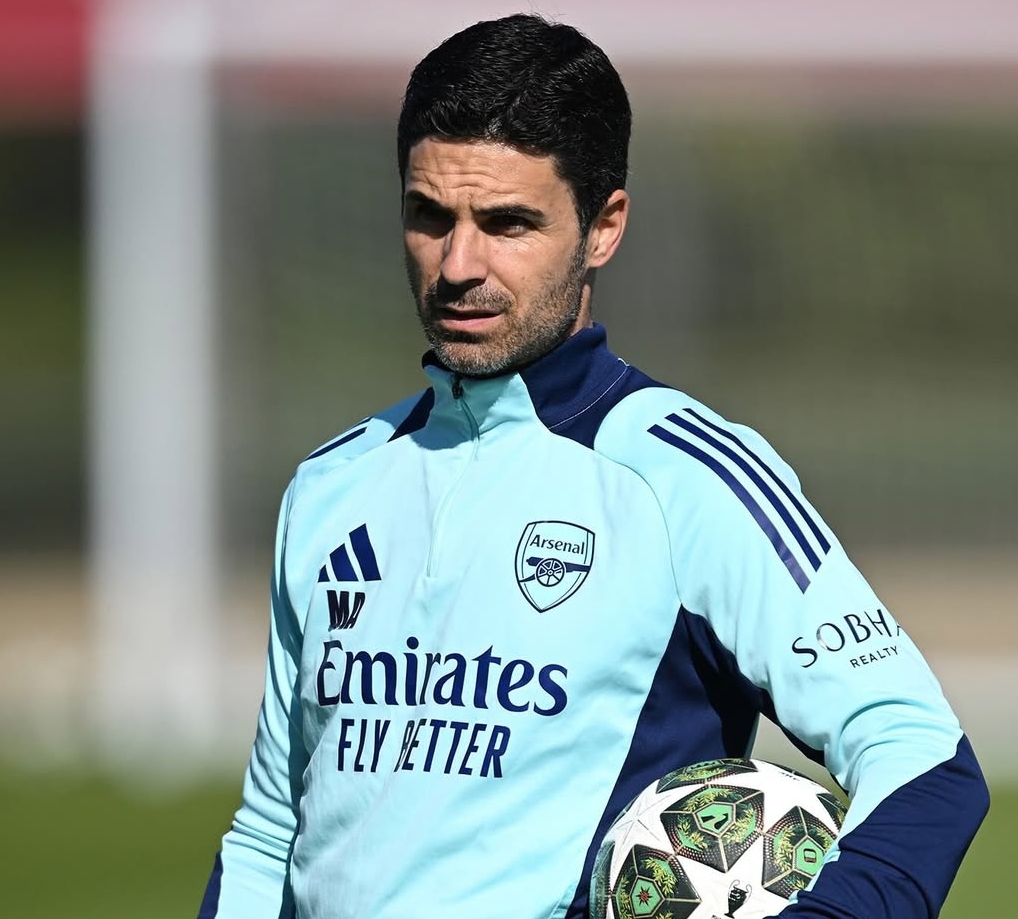 Pelatih Mikel Arteta memimpin latihan timnya jelang laga Arsenal vs Real Madrid di leg pertama perempat final Liga Champions 2025.(Foto: Instagram @arsenal)