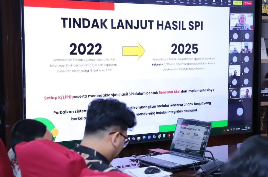 Kick Off Meeting Pelaksanaan SPI 2025 dan Tindak Lanjut Hasil 2024, yang digelar secara daring pada Kamis (24/4/2025). (Foto: Humas KemenPANRB)