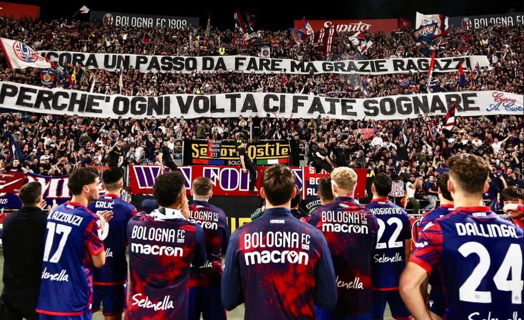Bologna lolos ke final Coppa Italia 2024 setelah menumbangkan Empoli 2-1 pada leg kedua semifinal, Jumat dinihari WIB (25/4). (Foto: Instagram @bolognafc1909)