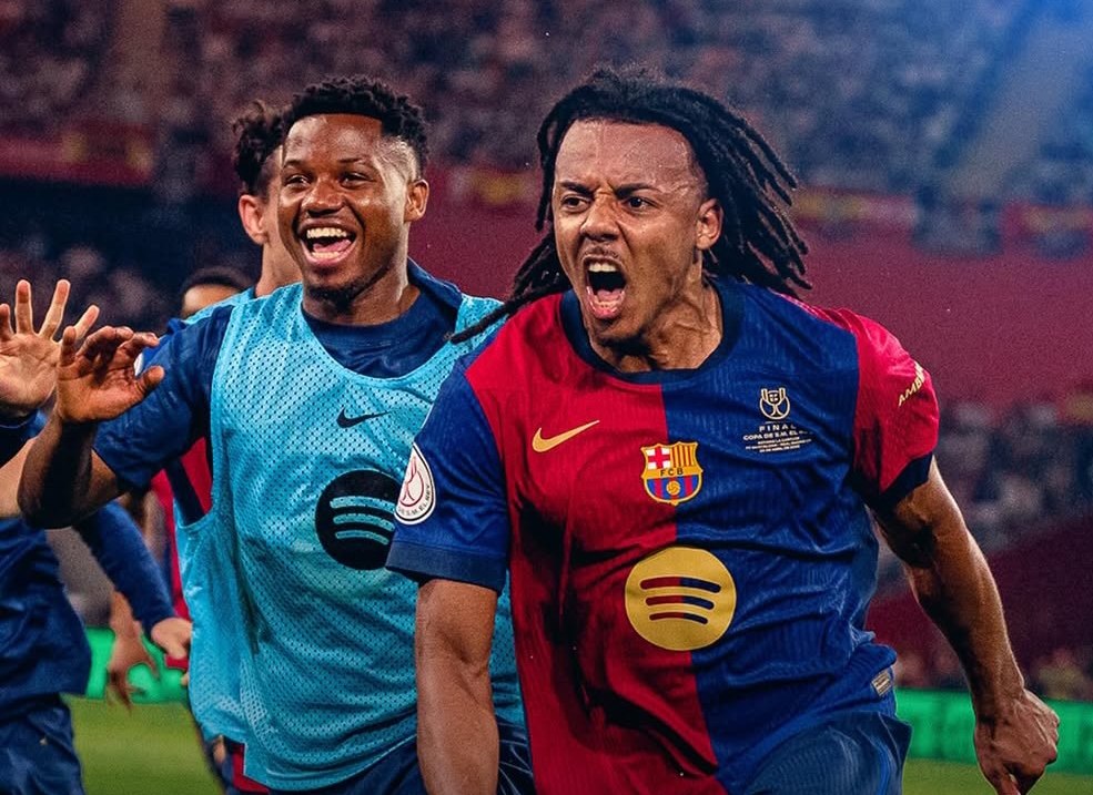 Jules Kounde menjadi pahlawan Barcelona saat mengalahkan Real Madrid 3-2 di Final Copa Del Rey 2025. (Foto: Instagram @fcbarcelona)