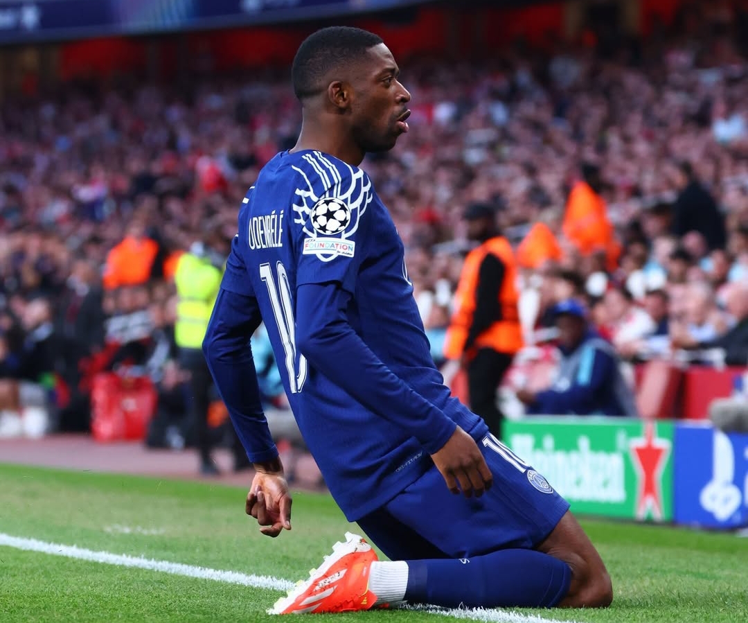 Dembele cetak gol pada menit ke-4 saat PSG menghadapi Arsenal di leg pertama Semifinal Liga Champions Emirates Stadium. (Foto: Instagram @psg)