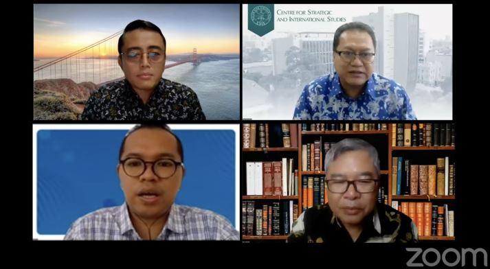 Diskusi publik bertajuk &ldquo;IMF Memprediksi Pertumbuhan Ekonomi Indonesia 2025-2026 Hanya 4,7%: Indonesia Bisa Apa?&rdquo; pada Senin (28/4/2025).