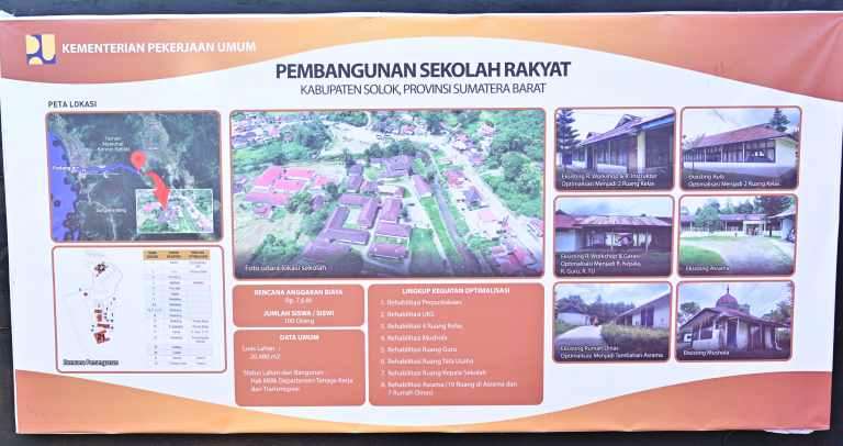 Planing pembangunan Sekolah Rakyat di Kecamatan Gunung Talang Kabupaten Solok dianggarkan sebesar Rp76 miliar.