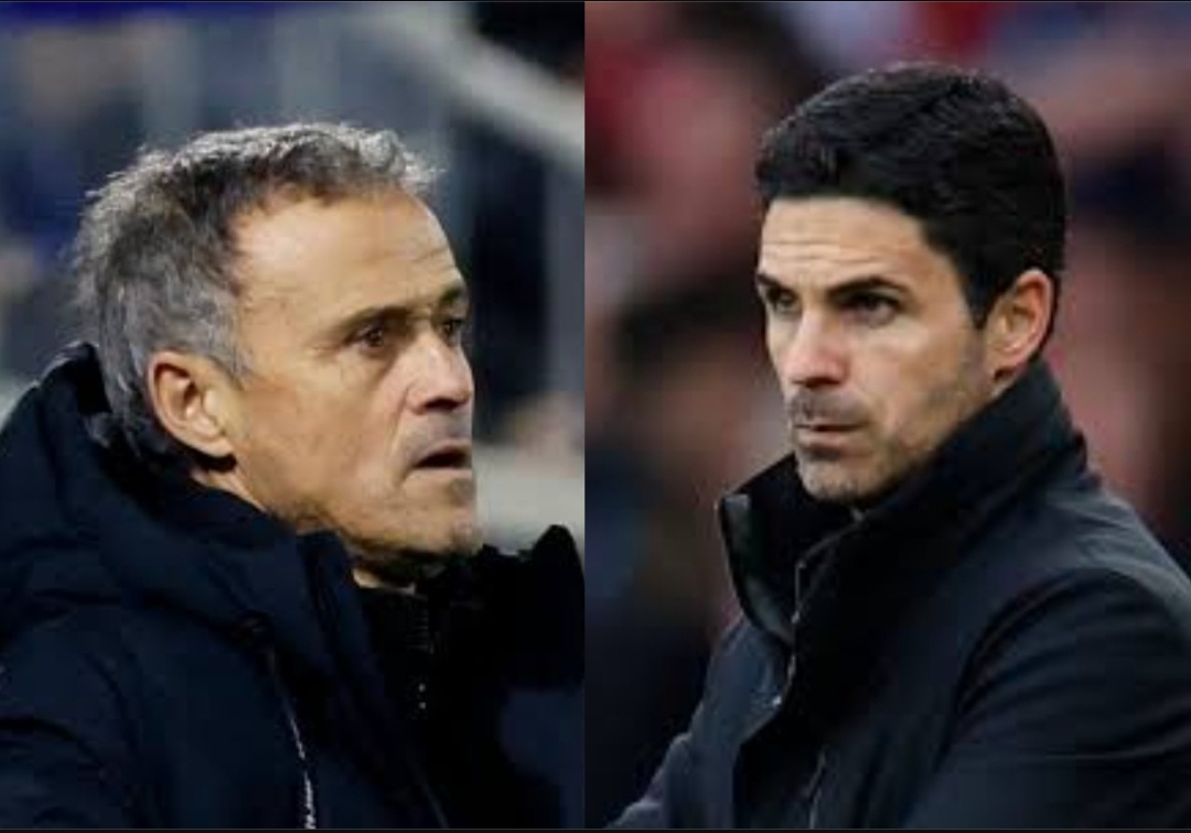 Luis Enrique dan Mikel Arteta akan adu taktik pada laga PSG vs Arsenal di leg kedua semifinal Liga Champions UEFA 2024/2025 di Parc des Princes, Kamis (8/5) pukul 02:00 WIB. (Foto: Reuters)