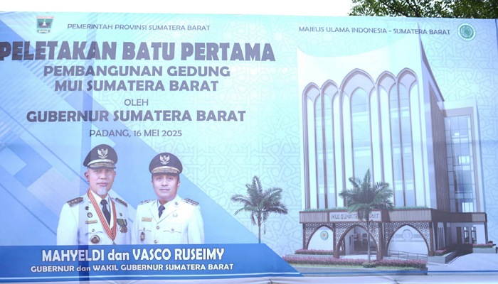 Penampakan desain gedung baru Majelis Ulama Indonesia (MUI) Sumbar setinggi lima lantai dengan total anggaran sebesar Rp24 miliar.