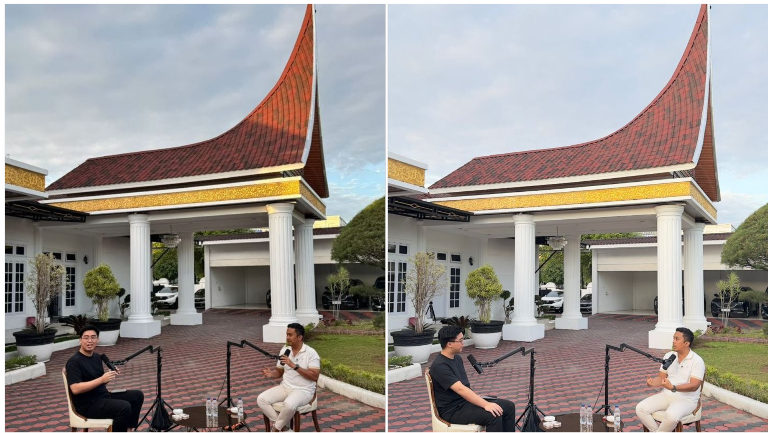Podcast Timothy Ronald bertajuk &ldquo;Uang dan Kekuasaan ft. Vasko Ruseimy&rdquo; direkam di rumah dinas bergonjong, Minggu (18/5/2025).