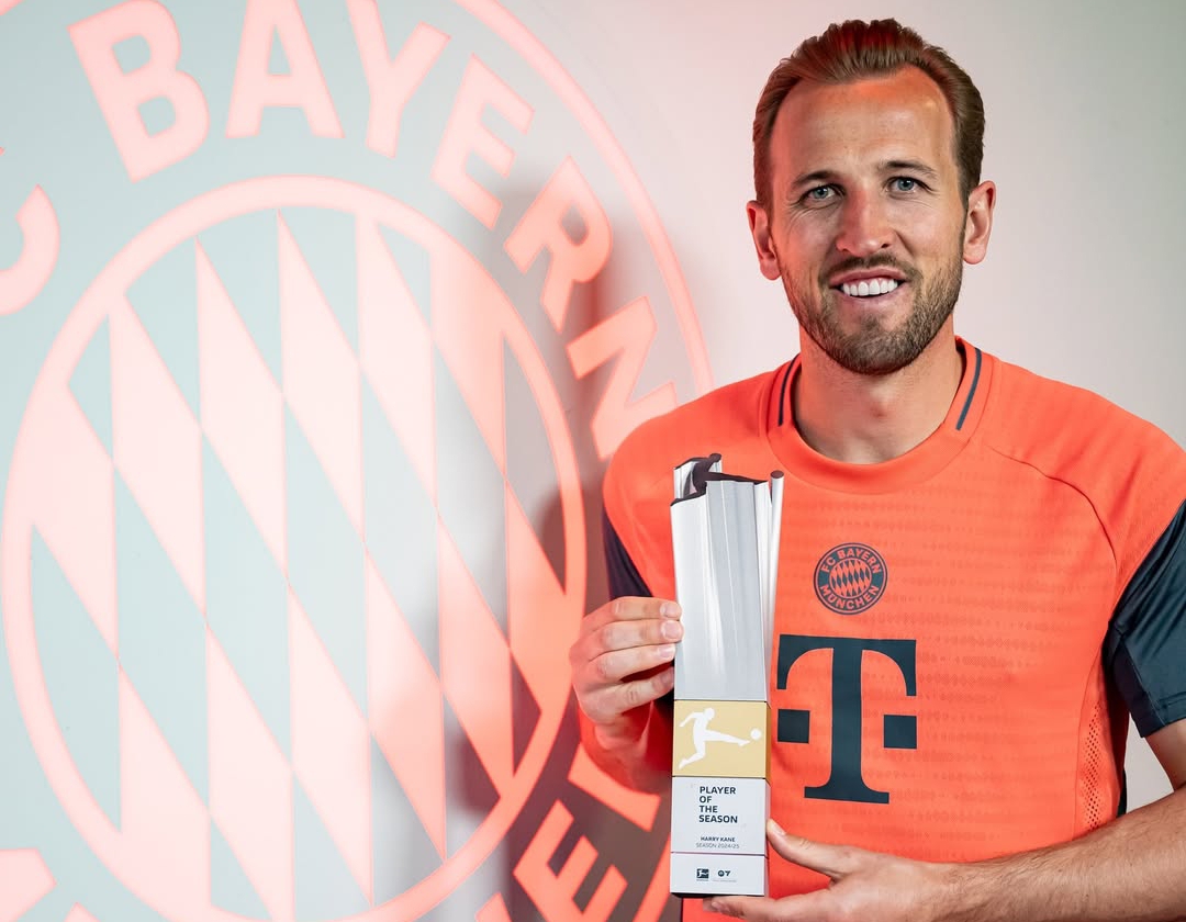 Penyerang Bayern M&uuml;nchen, Harry Kane, resmi dinobatkan sebagai Pemain Terbaik Bundesliga 2024/2025.(Foto: Instagram @harrykane)