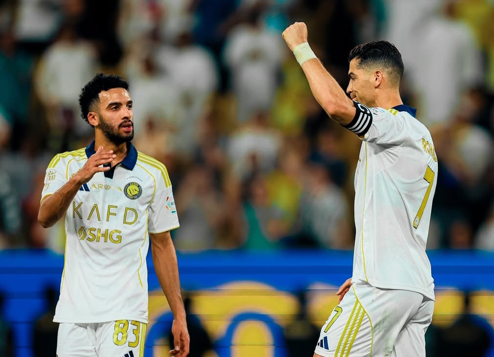 Cristiano Ronaldo mencetak gol bagi Al Nassr saat menang 2-0 atas Al Khaleej di Liga Pro Saudi 2024-2025, Rabu malam WIB (21/5). (Foto: Instagram @alnassr)