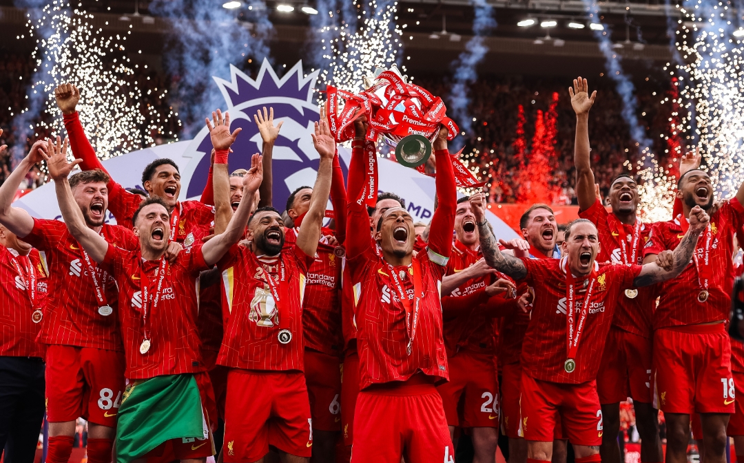 Liverpool rayakan gelar juara Premier League 2025 di Anfield setelah bermain imbang 1-1 melawan Crystal Palace.(Foto: Liverpool FC)