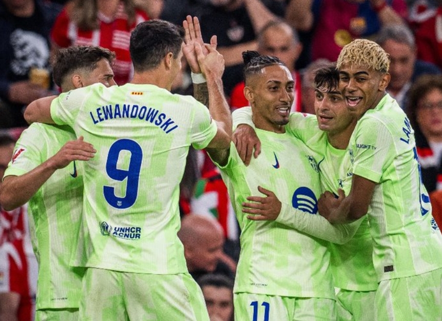 Barcelona menutup La Liga 2024/2025 dengan kemenangan 3-0 atas Athletic Club Bilbao di Stadion San Mames, Senin dinihari WIB (26/5/2025).(Foto: FC Barcelona)