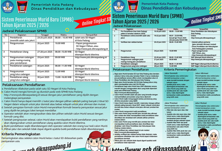 Flyer SPMB SD dan SPMB SMP Kota Padang
