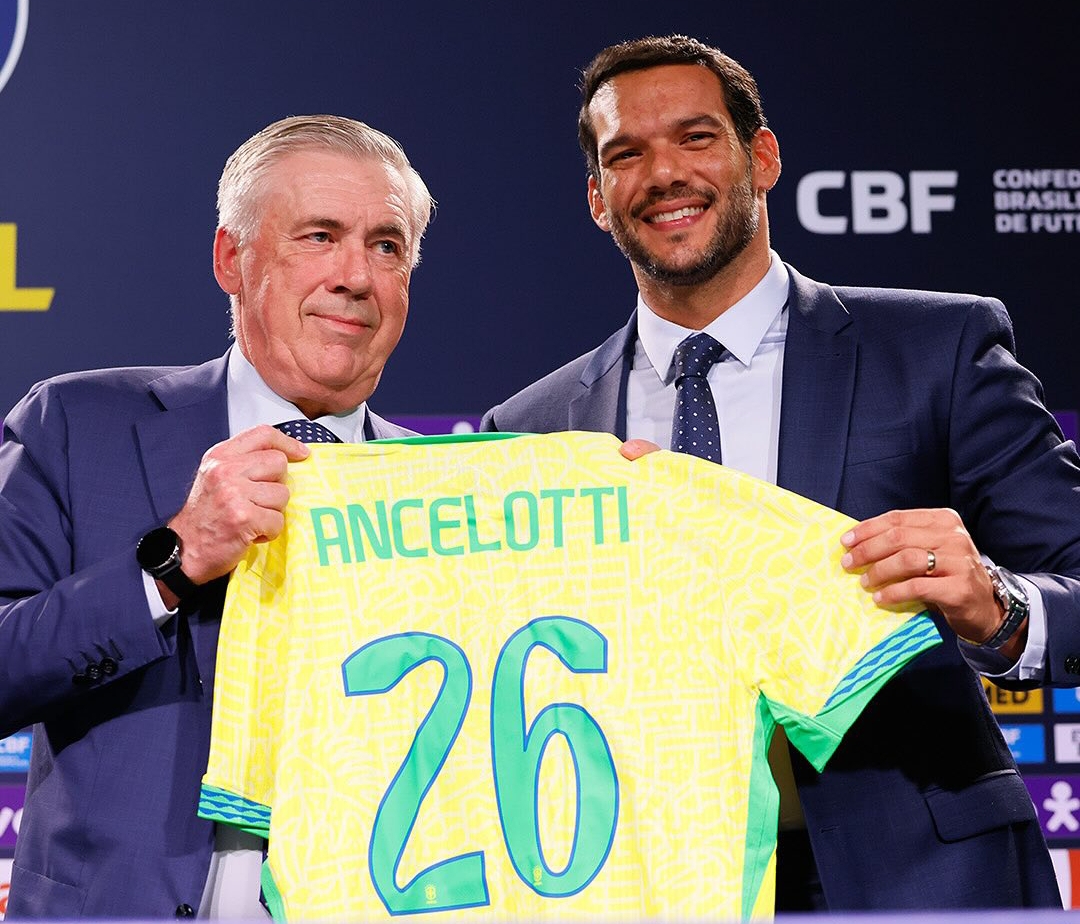 Carlo Ancelotti saat diperkenalkan sebagai Pelatih Timnas Brasil. (Foto: CBF)