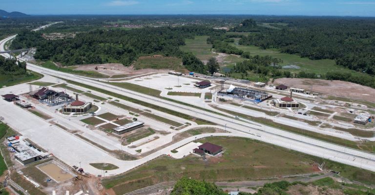 Progres fisik rest area tol Padang-Sicincin yang dibangun HKI capai 80,06 persen. (Hutama Karya&nbsp;Infrastruktur)