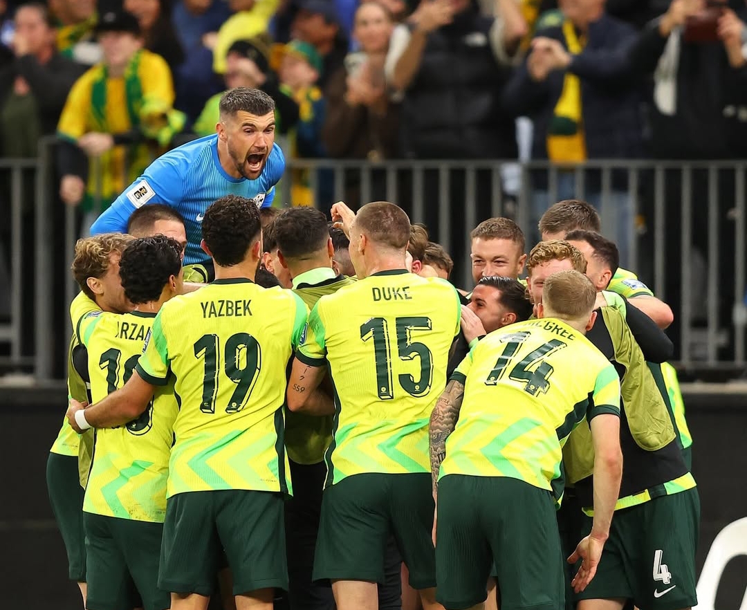 Timnas Australia mengalahkan Jepang 1-0 pada matchday kelima putaran ketiga Kualifikasi Piala Dunia 2026 zona Asia, di Optus Stadium, Perth, Kamis (5/6/2025) malam.(Foto: Instagram @Socceroos)
