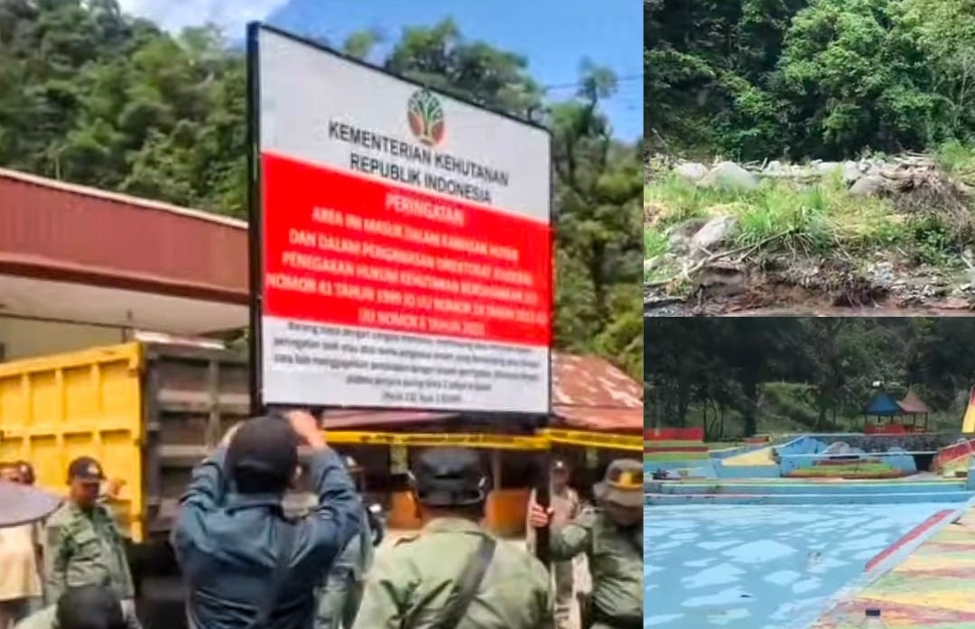 Kementerian Kehutanan telah menertibkan sembilan titik aktivitas ilegal di kawasan Taman Wisata Alam (TWA) Mega Mendung Lembah Anai, Kabupaten Tanahdatar, Sumatera Barat, Rabu (25/6/2025). (Foto: IST)