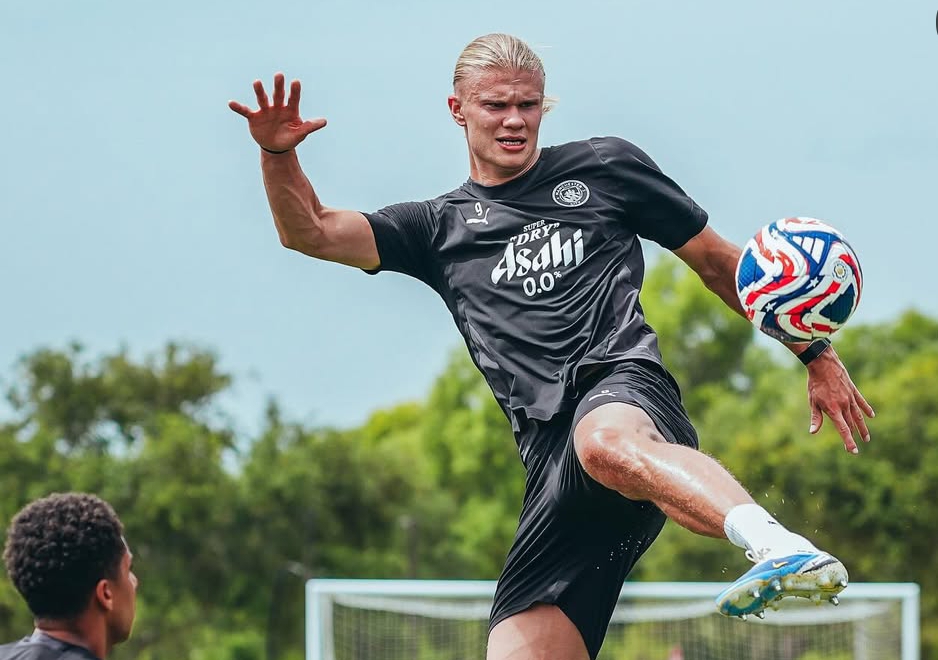 Erling Haaland latihan jelang laga Manchester City melawan Al Hilal di Piala Dunia Antarklub FIFA 2025. (Foto: Instagram @mancity)