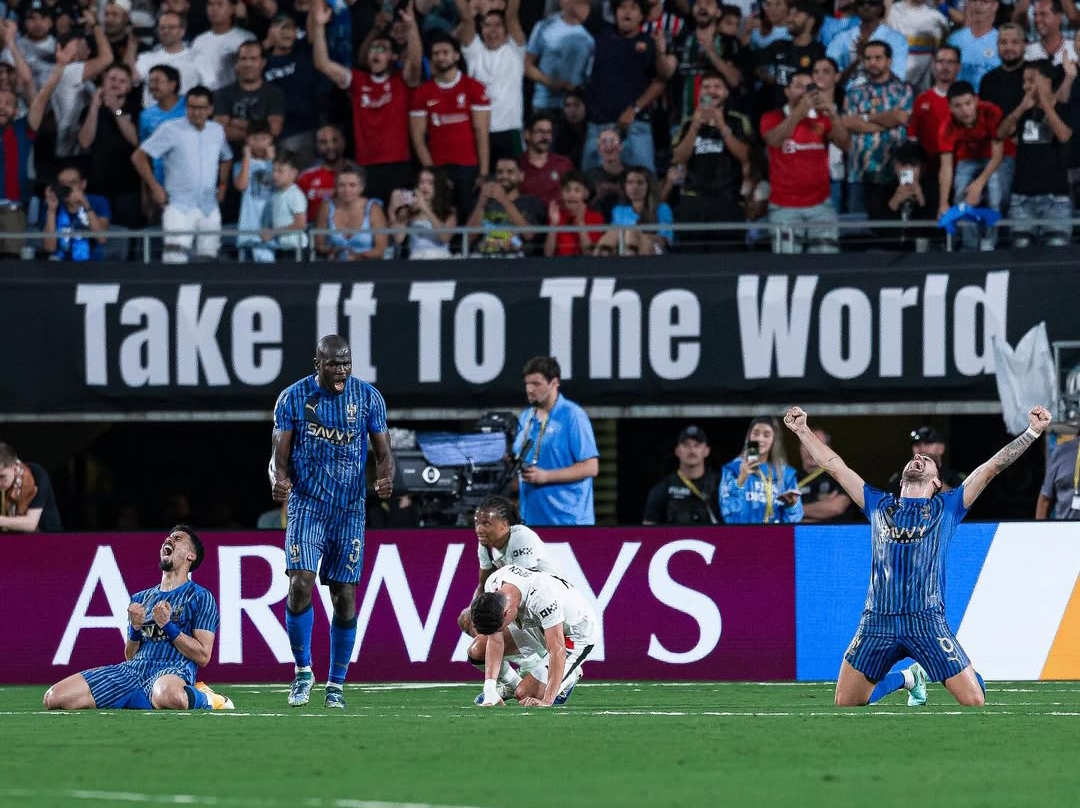 Al Hilal menumbangkan raksasa Eropa, Manchester City 4-3 melalui perpanjangan waktu, Selasa (1/7) di Stadion Camping World, Orlando, Florida.(Foto: Instagram @alhilal)