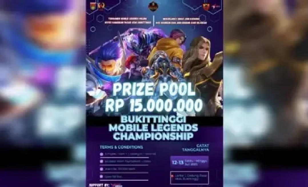 BPC bekerjasama dengan E-sport Indonesia (ESI), akan menggelar Bukittinggi Mobile Legends Championship pada Sabtu dan Minggu, 12-13 Juli 2025.