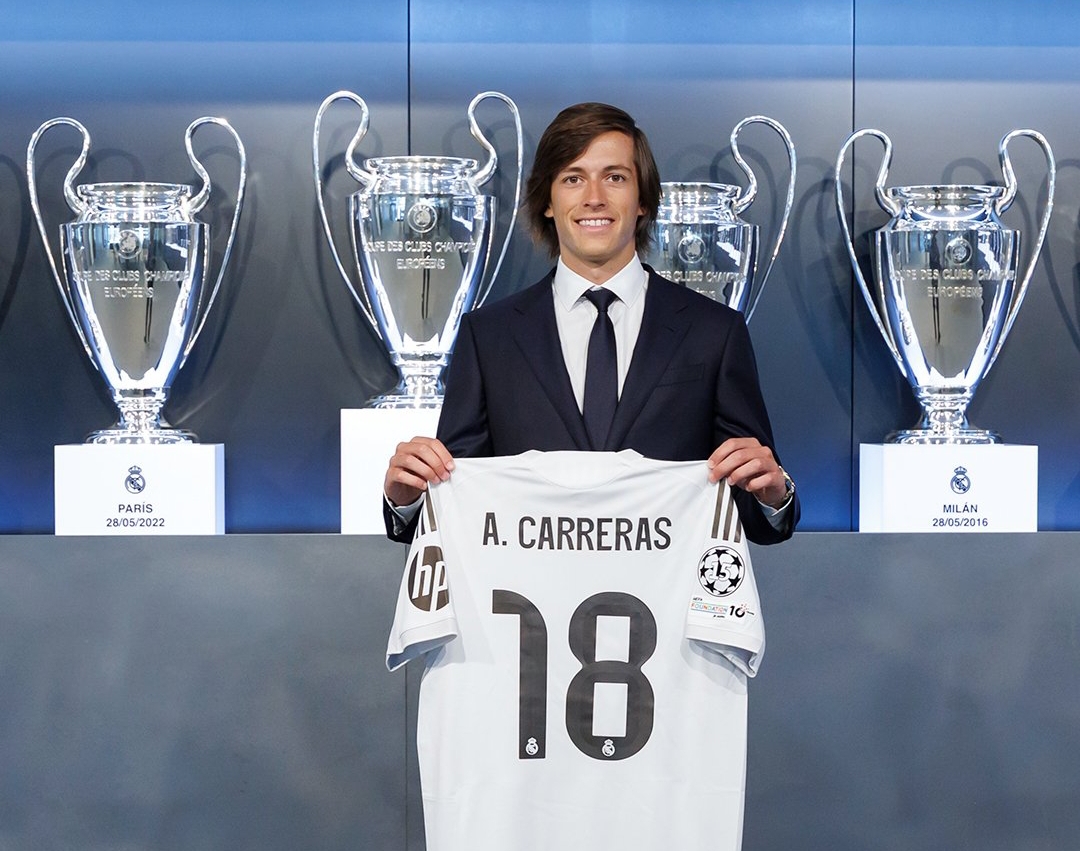Bek kiri Spanyol Alvaro Carreras kembali ke Real Madrid usai tampil cemerlang bersama Benfica dan masuk tim terbaik Liga Portugal.(Foto: Real Madrid)