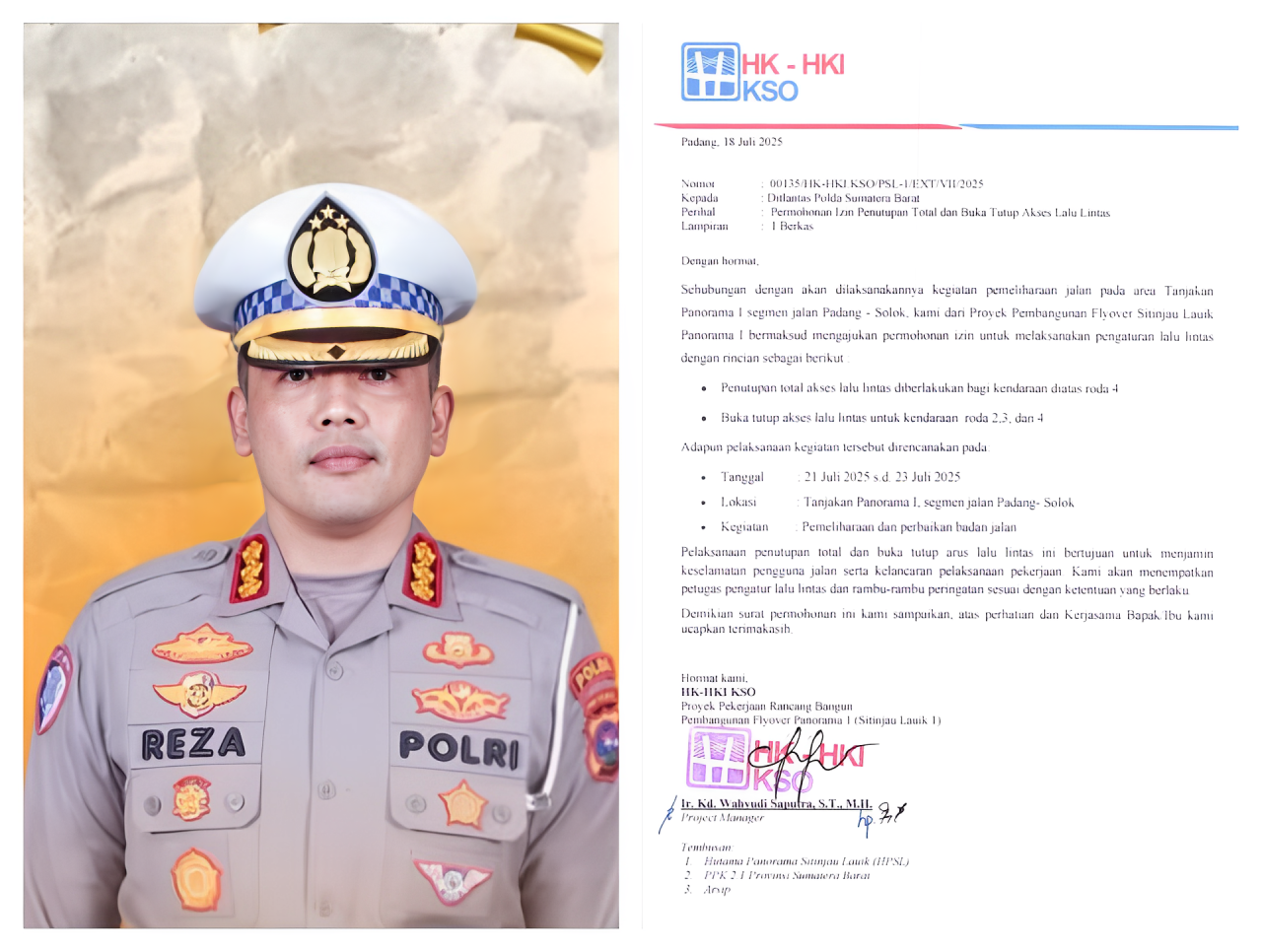 Direktur Lalu Lintas Polda Sumbar, Komisaris Besar Polisi Reza Chairul Akbar.