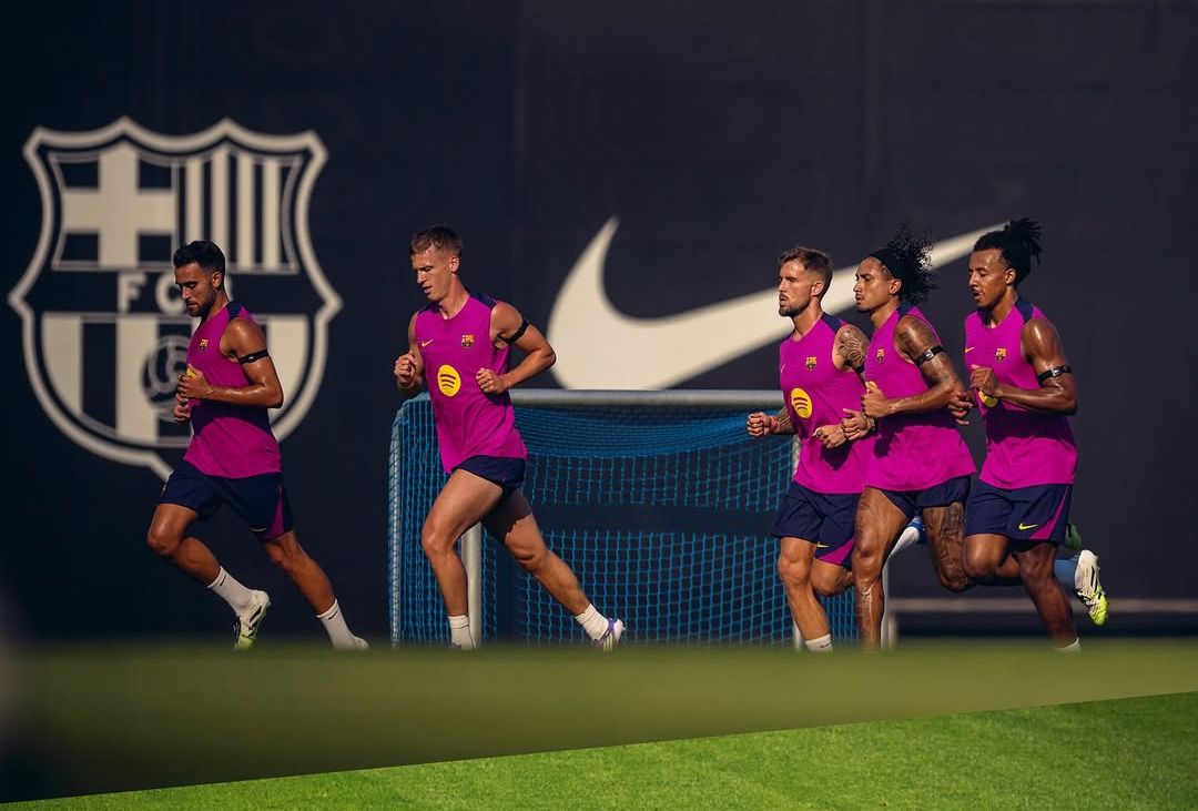 Latihan para pemain Barcelona. Pada 10 Agustus mereka akan menghadapi Como di Stadion Johan Cruyff.(Foto: Instagram/ @fcbarcelona)