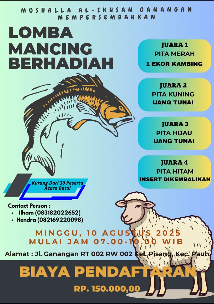 Lomba Memancing memeriahkan HUT ke-80 RI.