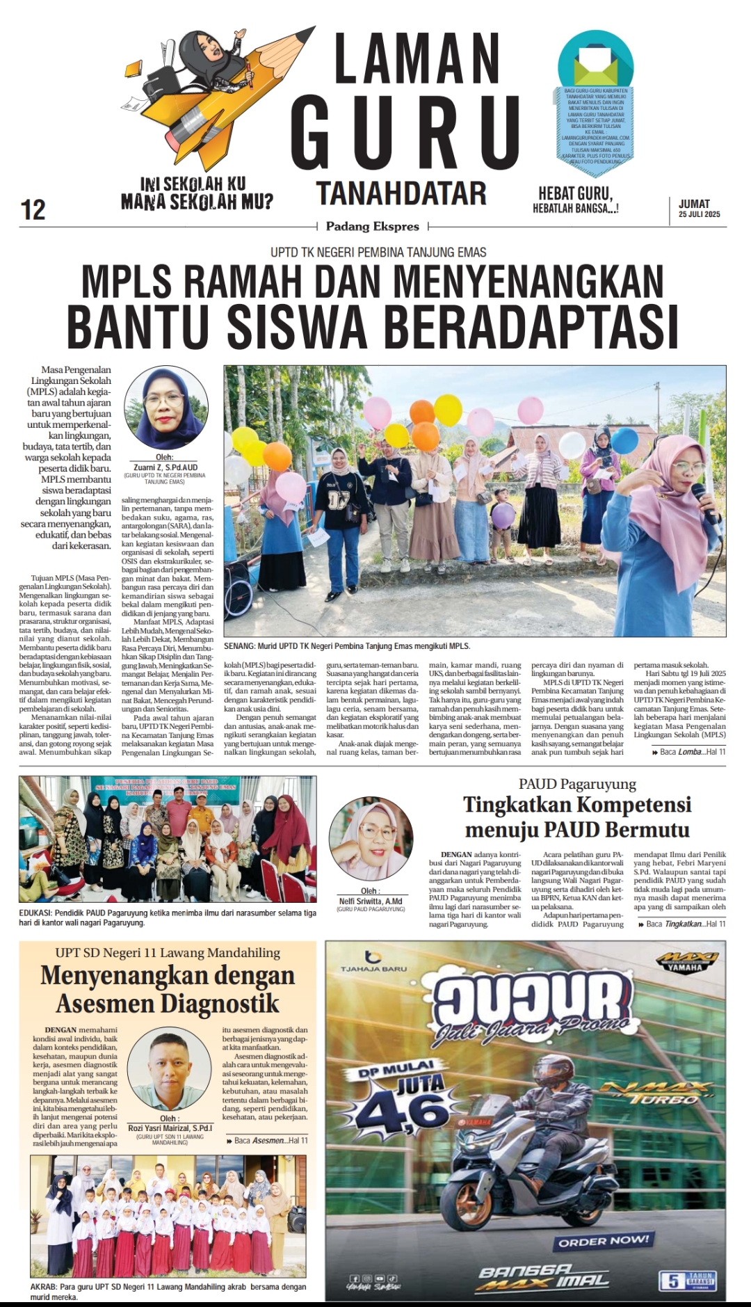 Laman Guru Padang Ekspres edisi Jumat 25 Juli 2025.