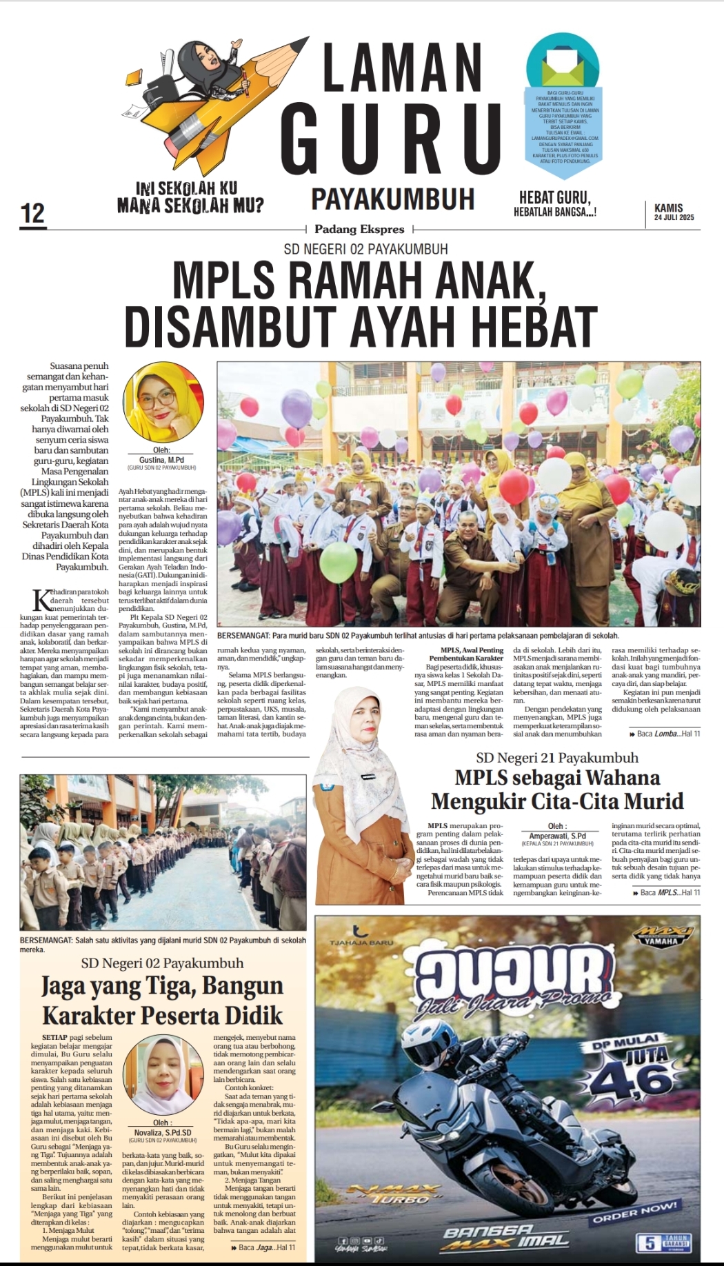 Laman Guru Padang Ekspres edisi Kamis 24 Juli 2025