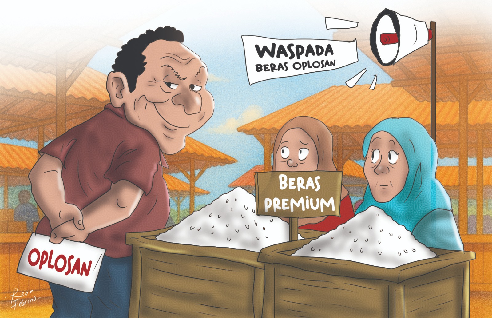Ilustrasi penjualan beras oplosan.
