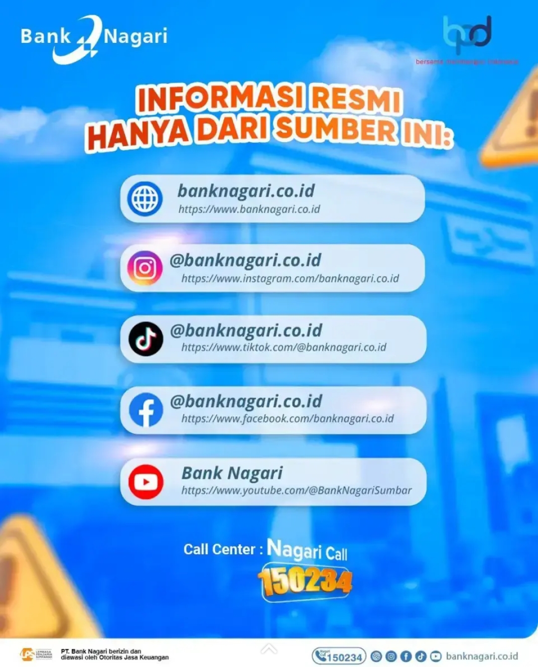 Info kontak resmi Bank Nagari.