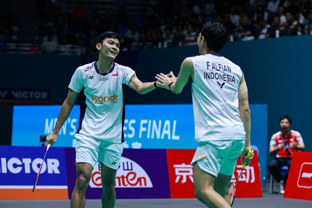 Fajar Alfian/Muhammad Shohibul Fikri saat tampil di China Open 2025, Juli 2025 lalu.
