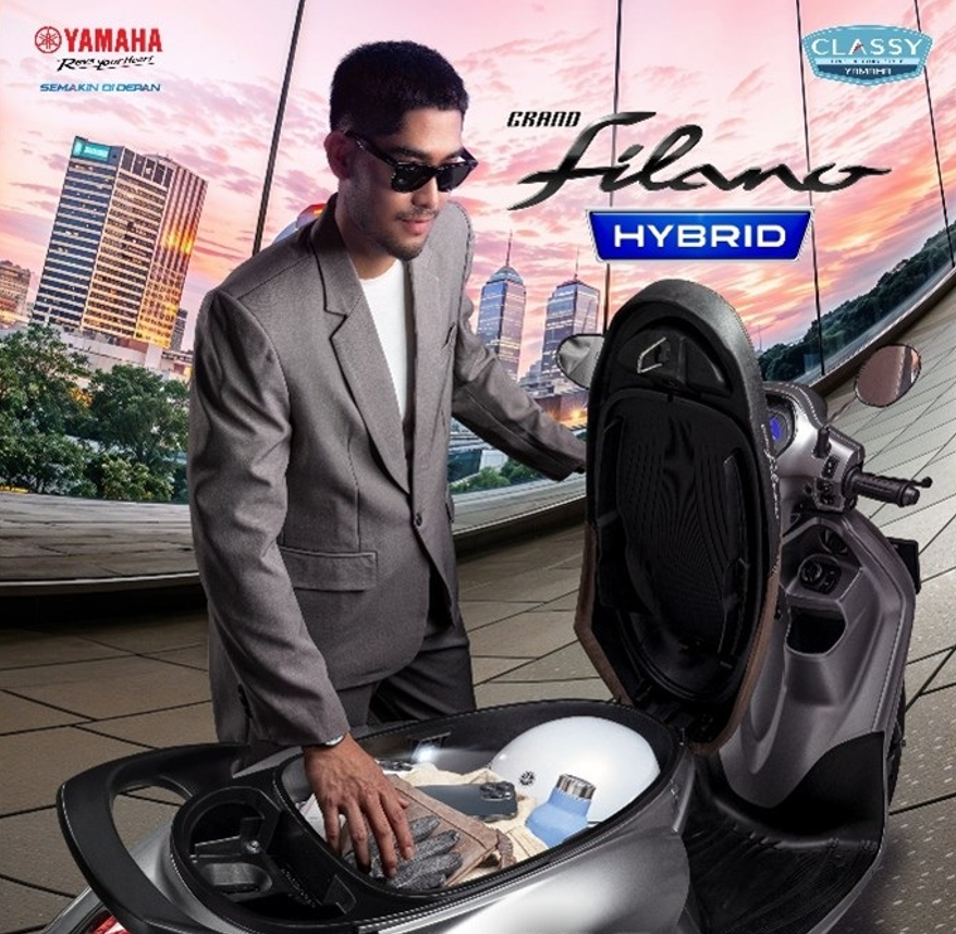 Yamaha Grand Filano desain ala skutik Eropa yang ramping dan lampu depan oval modern-retro menonjolkan kesan mewah.